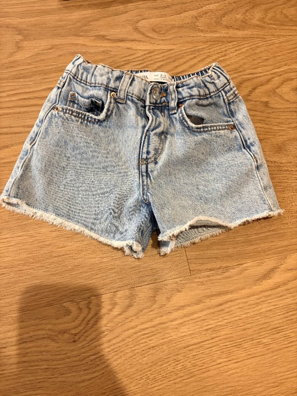 Zara Girls Denim Shorts 2-3Y Light Wash High Rise Jean Shorts Kids